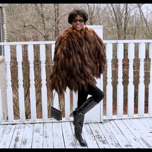 Adrienne Landau Russian sable fur tail coat jacket